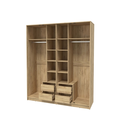 Шкаф распашной Тренд КТ-Ш4 (з) (Дуб золотой ЛДСП/ Белый ЛМДФ) Ш1800 В2128 Г547